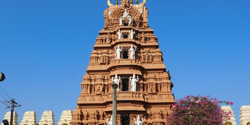 Sri Aprameyaswamy Temple in Channapatna with traditional architecture and intricate carvings.
