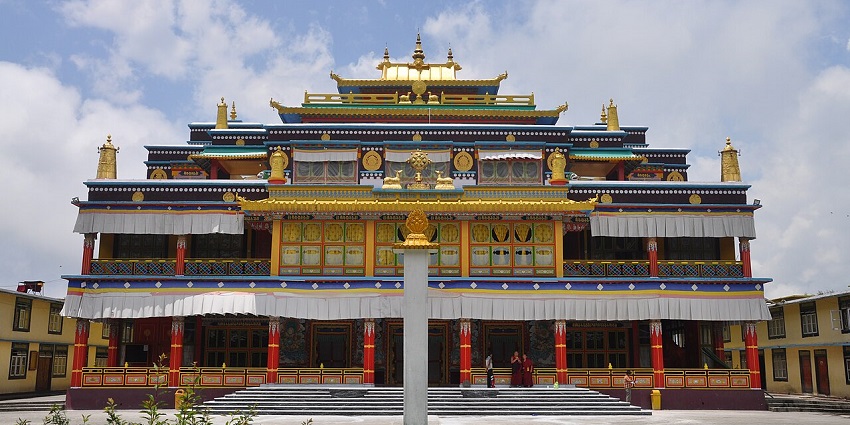 Exterior of Ralang Monastery in Sikkim reflecting festivals and what is Sikkim famous for.