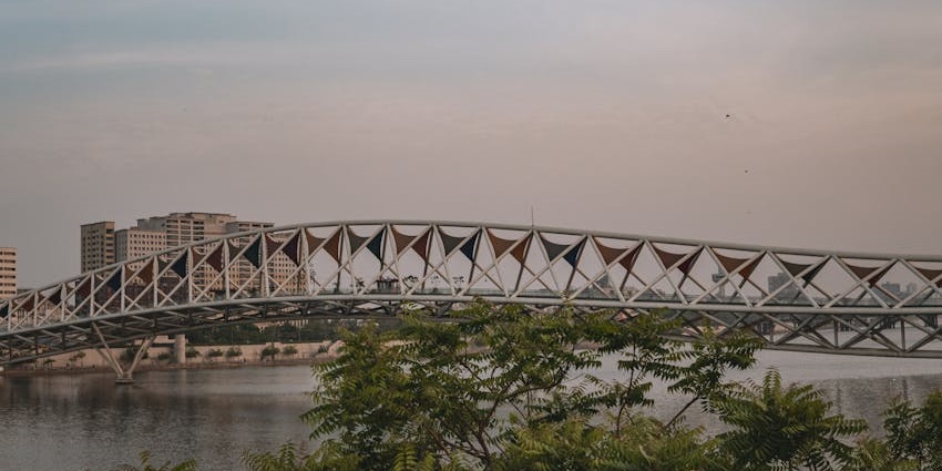 Golden Bridge over Narmada River, a historic site among places to visit near Bharuch within 100 km.