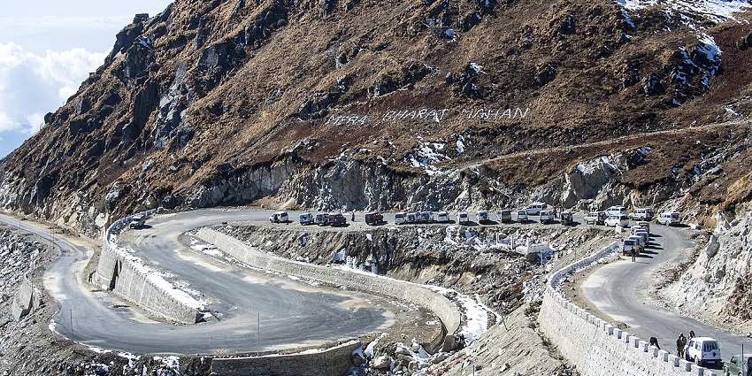 Nathu La mountain pass in Sikkim highlighting what is Sikkim famous for.
