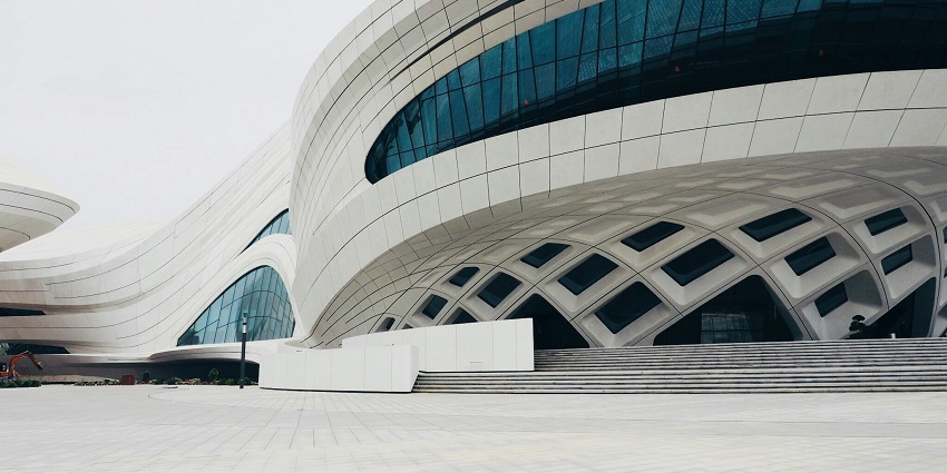 India Expo Centre modern exterior view, one of the iconic places to visit near Grand Venice Mall.
