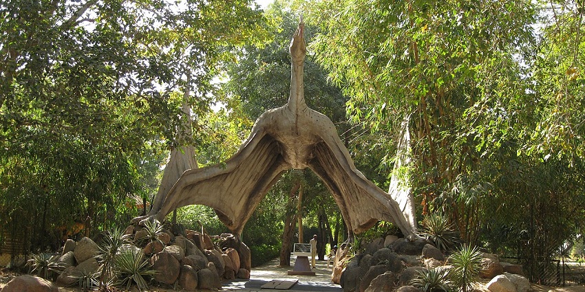 Winged dinosaur model at Indroda Nature Park, one of the top places to visit near Ahmedabad for 1 day.