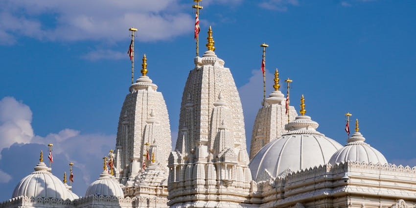 Khodaldham temple, a grand Hindu architectural marvel with intricate carvings in Gujarat.
