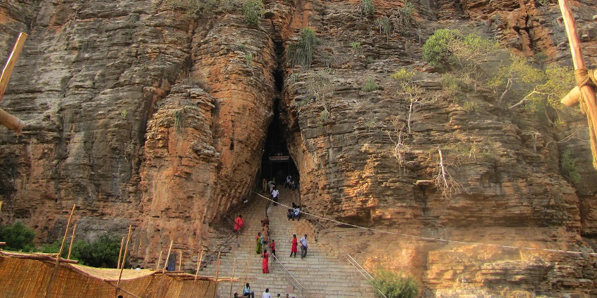 Yaganti Cave Temple, a sacred site and one of the places to visit near Hyderabad in February.
