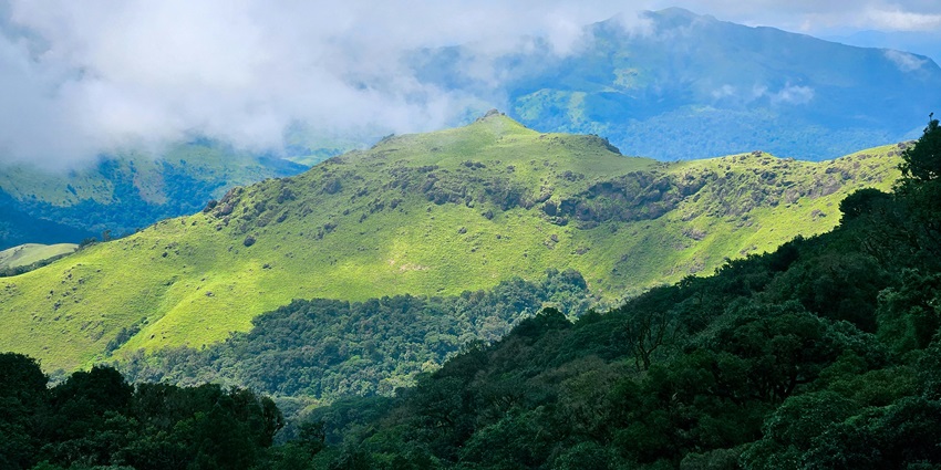 Nandi Hills with lush greenery, misty mornings, and panoramic views from the hilltop.
