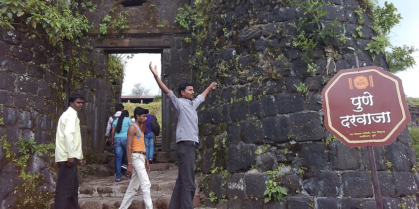 Historic Sinhagad Fort with greenery, one of the top places to visit near Pune for 2 days.