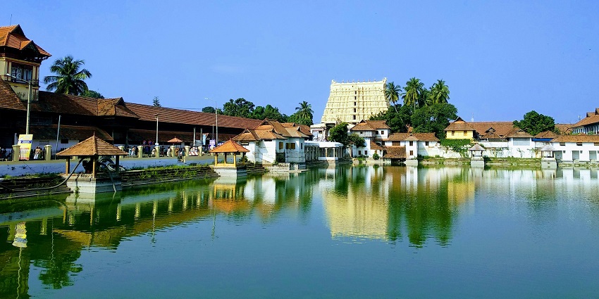 Sree Padmanabhaswamy Temple in Thiruvananthapuram with traditional architecture.
