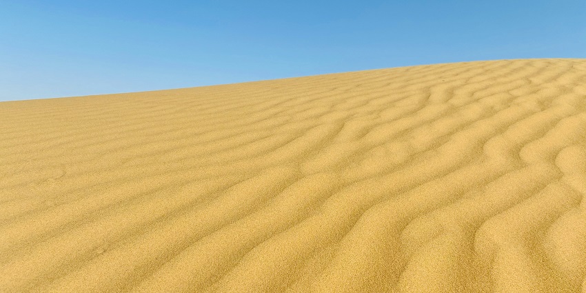 Desert landscape of Jaisalmer under clear sky, highlighting what is the best time to visit Jaisalmer.
