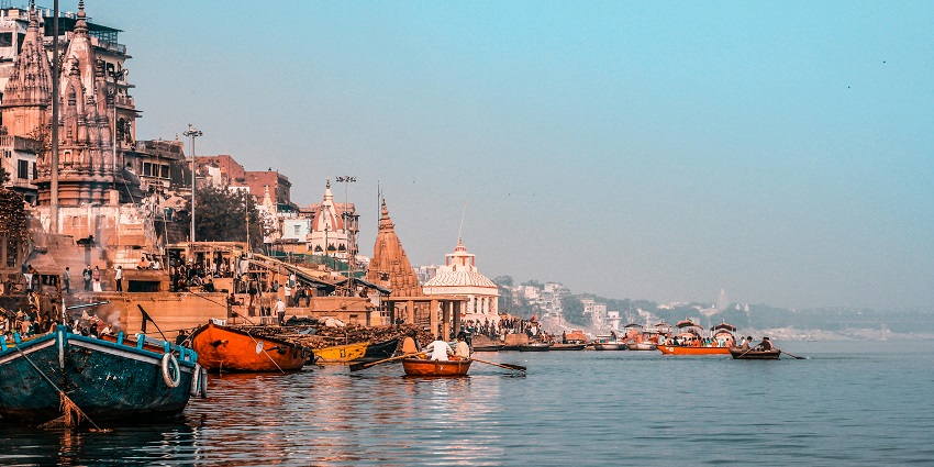 Varanasi ghat is bustling in winter, ideal for what is the best time to visit Varanasi.