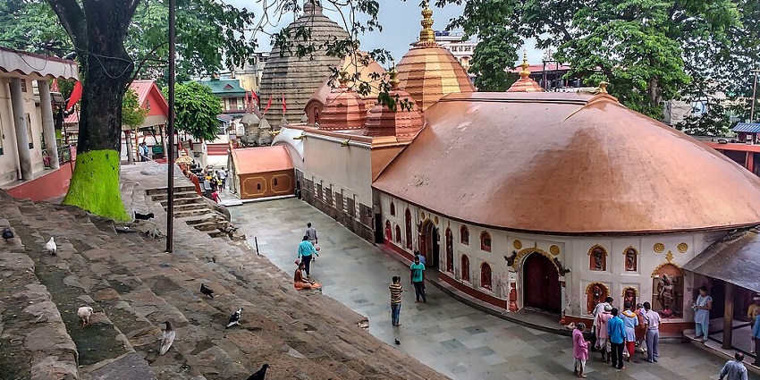 A crowd gathers at Kamakhya Temple in Assam during Ambubachi Mela, festivals in North East India.
