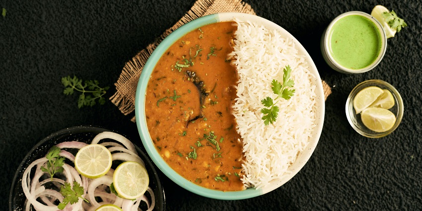 Dal and rice served at Annapurna Restaurant, a popular dining spot in Port Blair.