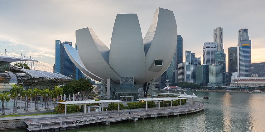 ArtScience Museum at Marina Bay Sands in Singapore with lotus-inspired architecture.