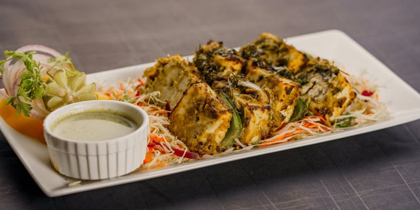 Paneer tikka served hot at one of the best restaurants in Guwahati for dinner.