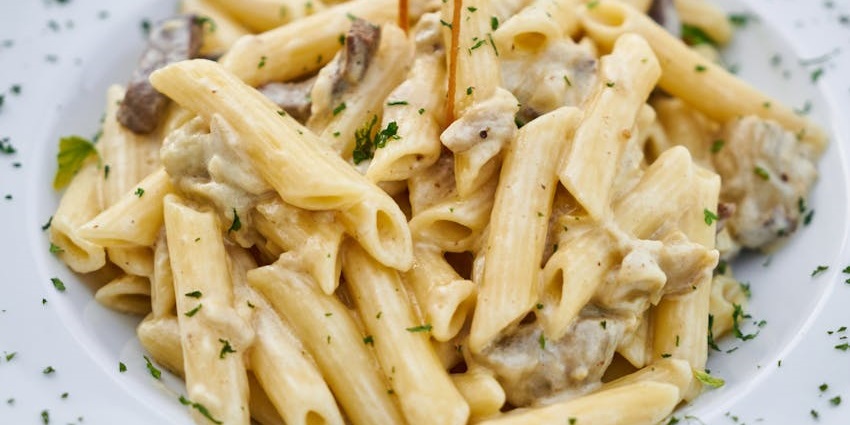 Creamy pasta served at Cafe Hendrix, one of the best restaurants in Guwahati for lunch.