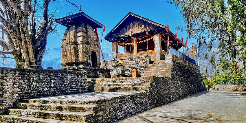 Exterior of Chamba Temple, an ancient temple in Ladakh known for its historic murals and architecture.