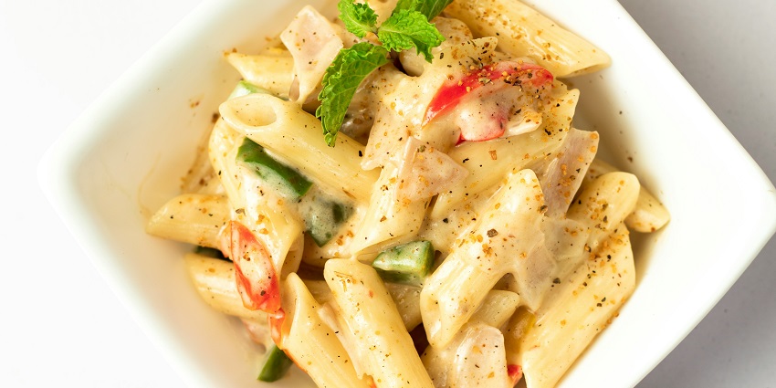 Pasta served at Cinnamon Terrace, one of the top rooftop restaurants in Siliguri.

