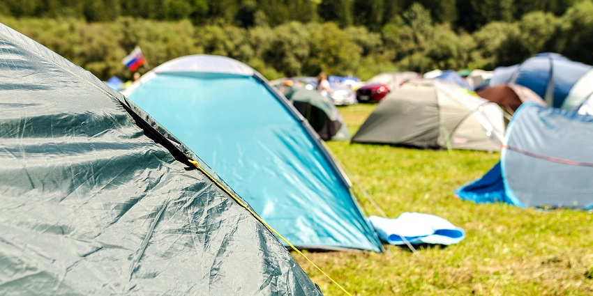 Camping tents in Coorg surrounded by trees, one of the best camping in Karnataka.