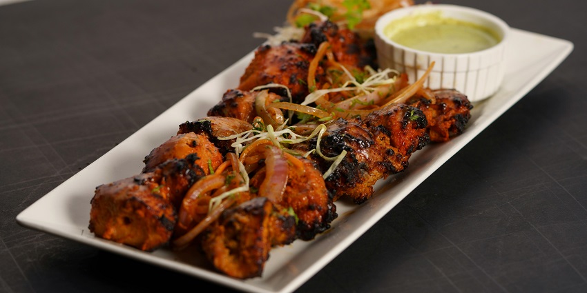 A plate of chicken tikka served at Dhaba By Amber.
