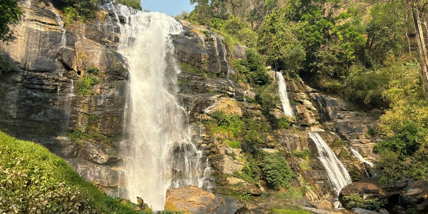 Waterfall in Doi Inthanon National Park seen during trekking in Thailand journey.
