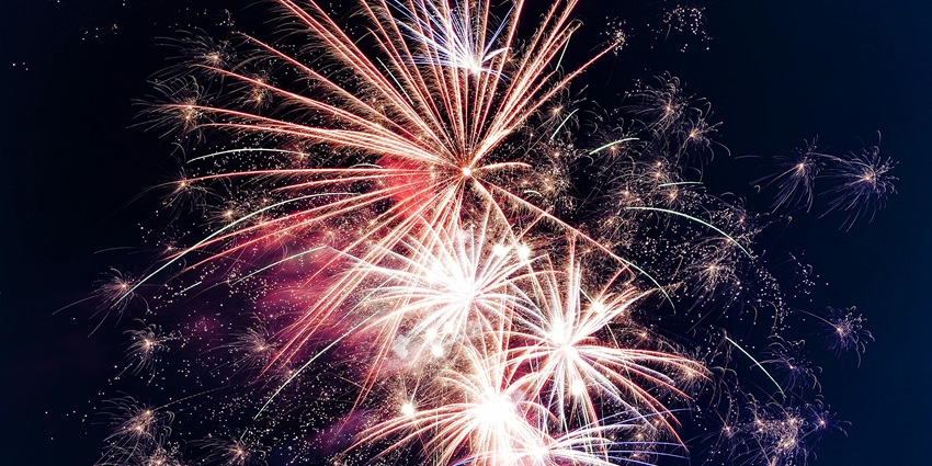Skies of the city are illuminated with colourful fireworks during Dev Deepawali in Varanasi.