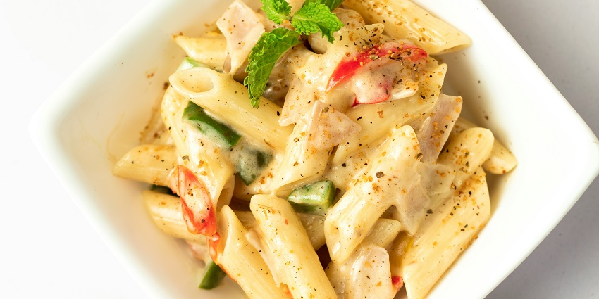 White sauce pasta served at Grains Pure Veg, a top-rated pick among restaurants in Pelling.