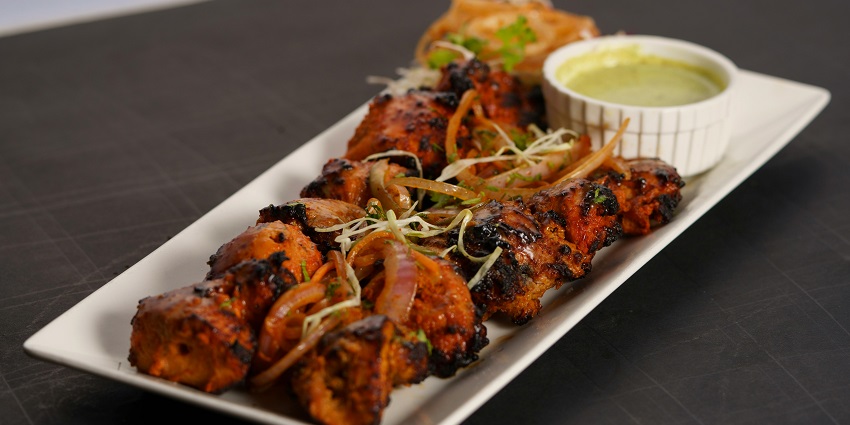 Chicken tikka served at Hotel Skyview, one of the rooftop restaurants in Siliguri.
