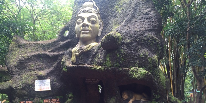 Intricately carved cave features inside the House of Goa Museum interior.