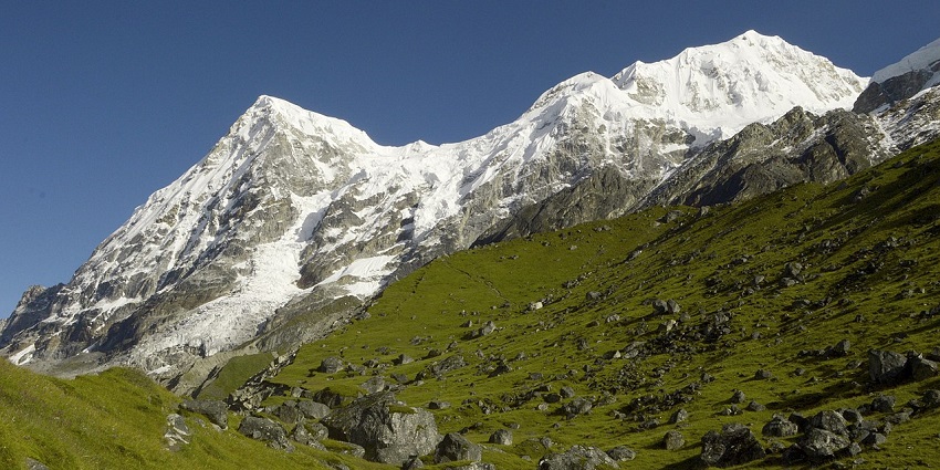 A view of Rathong and Kabru in Sikkim’s Khangchendzonga National Park, one of the top national parks in Sikkim.
