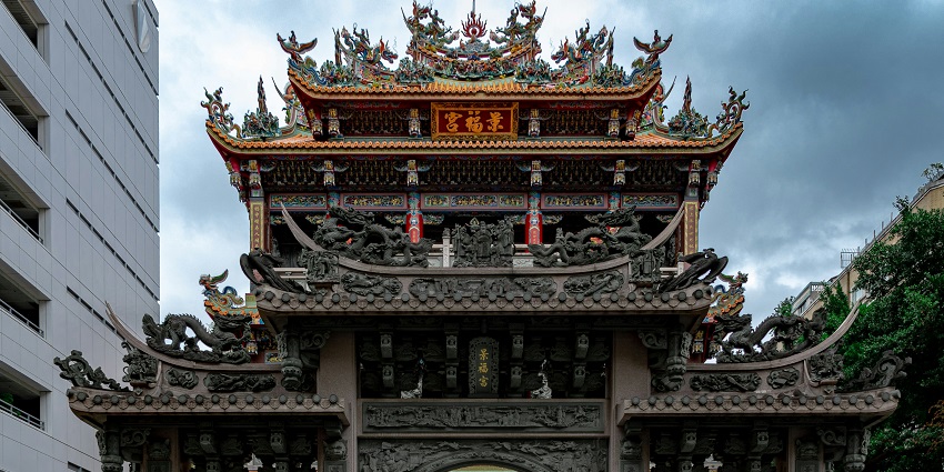 Entrance view of Lo Pan Temple showcasing traditional design, amongst the best temples in Hong Kong.