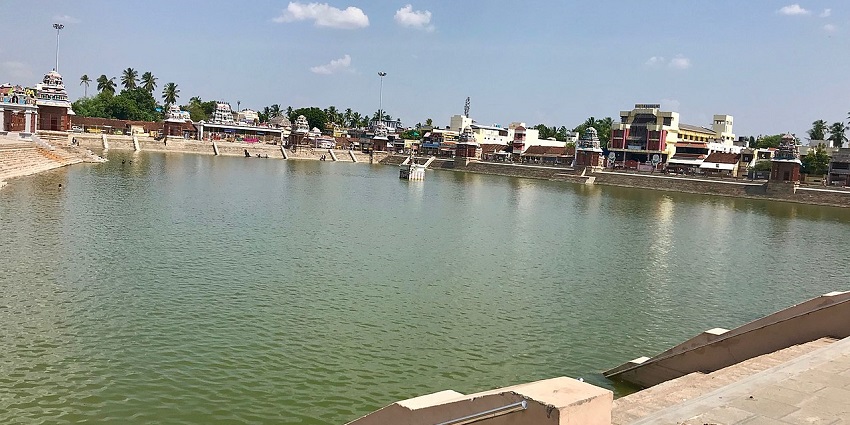 A view of the Mahamaham tank, a sacred site for Mahamaham, one of the iconic festivals in Tamil Nadu.