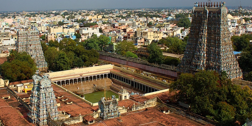 Meenakshi Amman Temple in Madurai, a famous site for Meenakshi Thirukalyanam festival, one of the top festivals in Tamil Nadu.