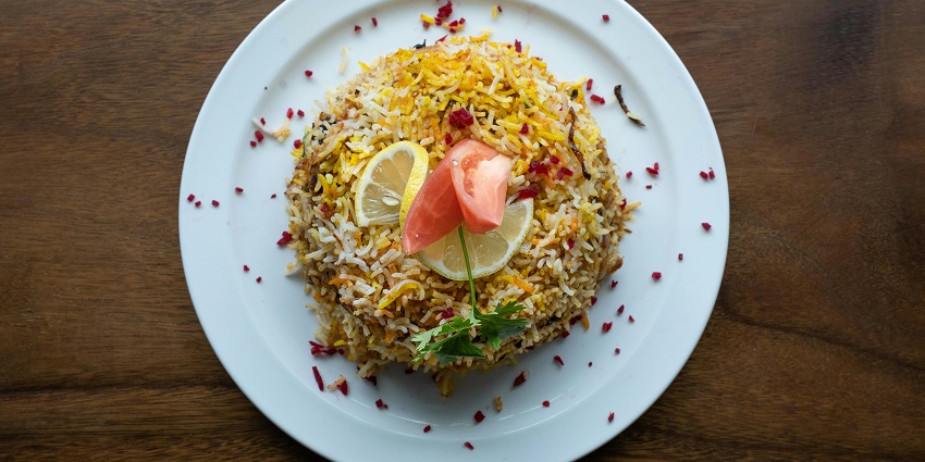 A plate of flavourful veg biryani served at Misty Mountain Restaurant.