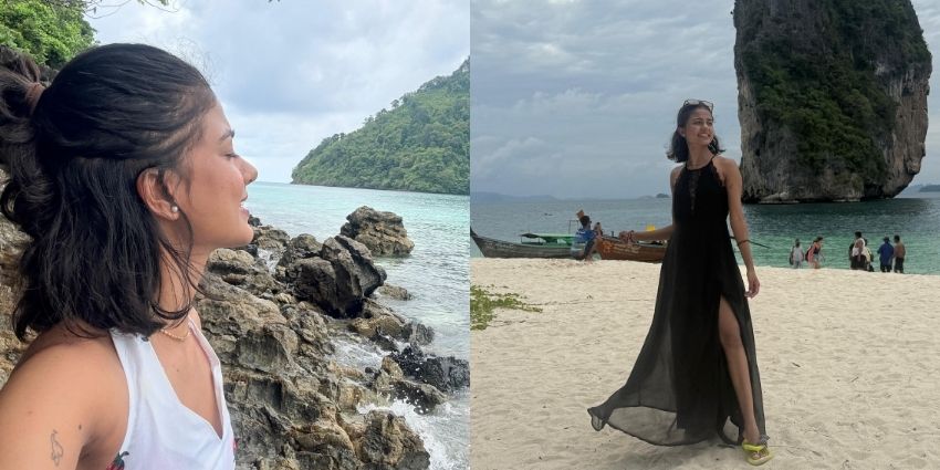 A beautiful portrait of a traveller enjoying her trip to Thailand during the day.