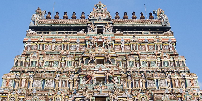 The carved gopuram of Nataraj Temple is a key site for festivals in Tamil Nadu.