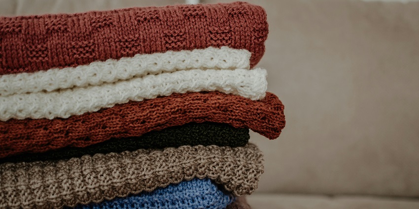 Close-up shot of a woollen sweater on display at a local market in Gangtok, Sikkim.