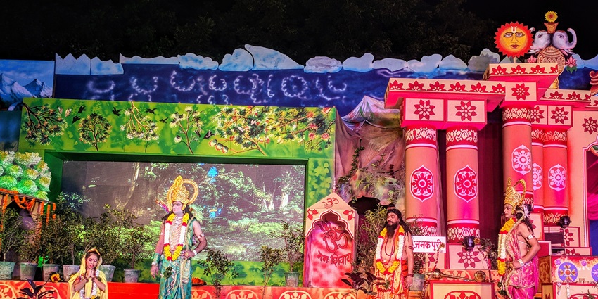 Traditional Ramlila performance taking place at Red Fort Grounds.