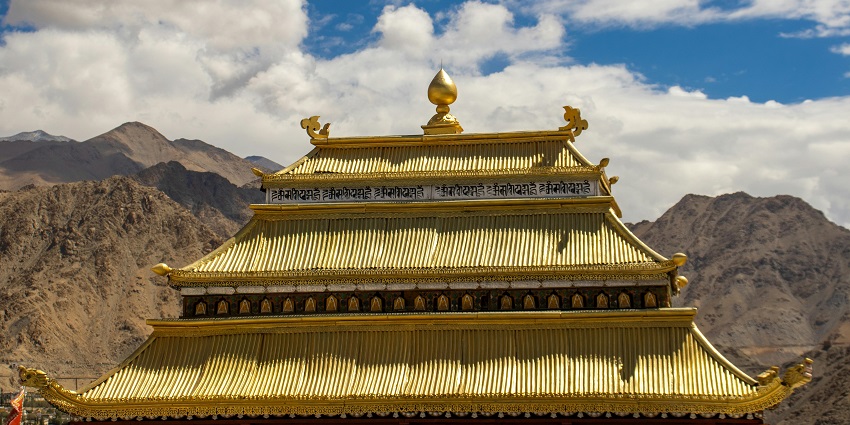 Golden roof of Sankar Temple, a notable example of temples in Ladakh with rich cultural heritage.