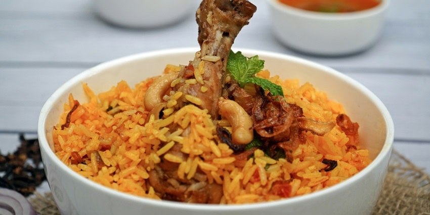 Chicken biryani served at Shahi Darbar, one of the family restaurants in Guwahati.
