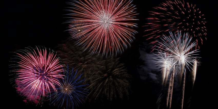 Rooftop fireworks at Skyye, UB City, during the New Year in Karnataka celebration.
