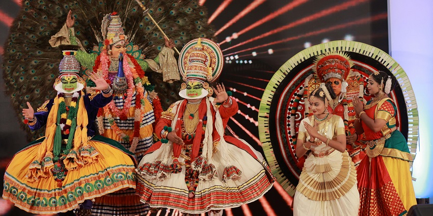 Cultural performance taking place in Thiruvananthapuram, Kerala.
