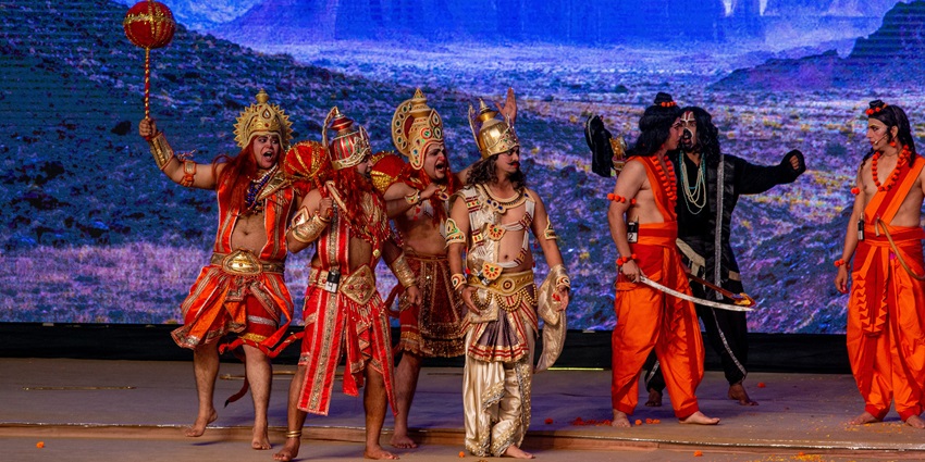 Ramleela performance at Dwarka Ramlila Ground during Dussehra Celebration In Delhi.