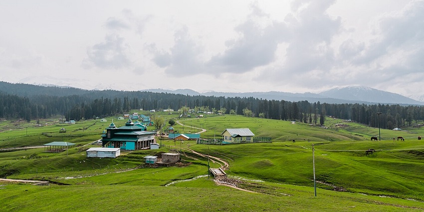 A small locality with beautiful houses is situated in the green Yusmarg Valley, one of the iconic valleys in Kashmir.