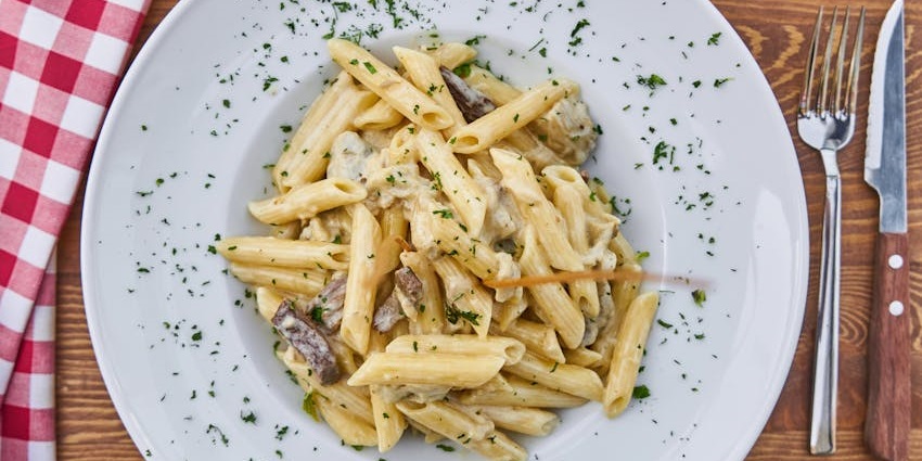 A dish of creamy penne pasta served at Cafe Shillong, one of the famous restaurants on Zoo Road Guwahati.