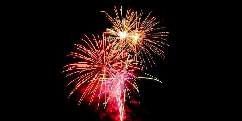Colourful fireworks light up the night sky above at Coimbatore Hotels & Lounge.