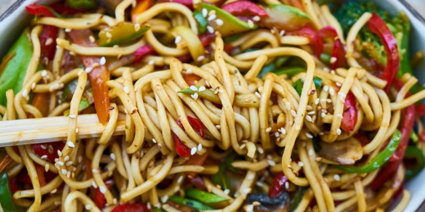 A bowl of noodles served at Confucius restaurant.