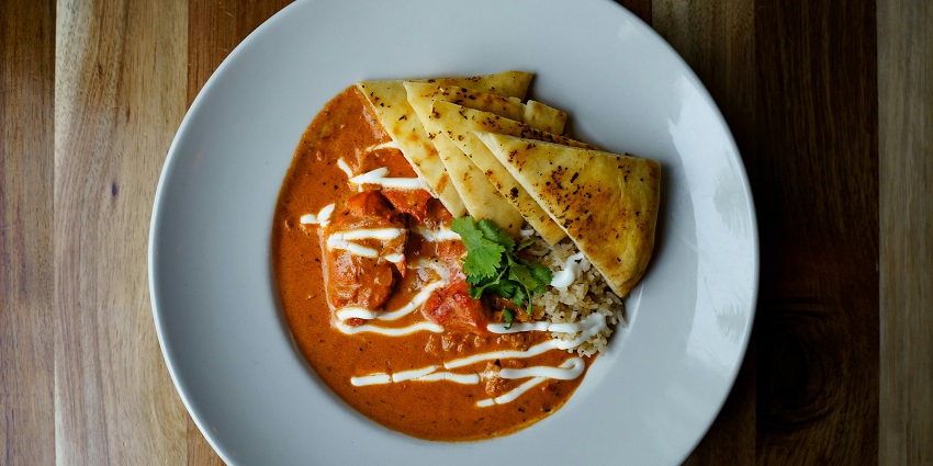 Butter chicken with flat bread served at Culina, one of the top restaurants in Ulubari Guwahati.