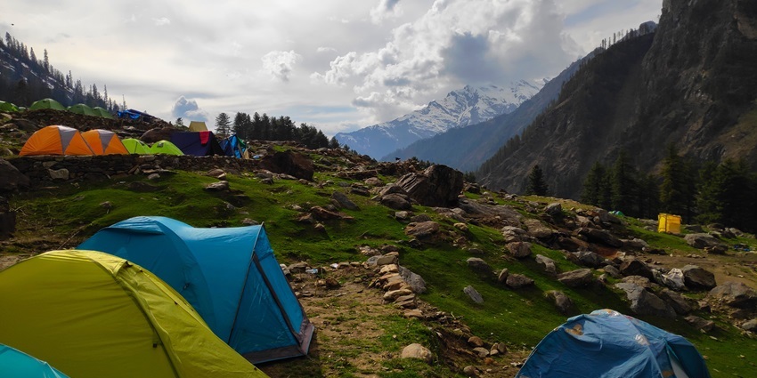 View form Kheerganga Campsite, Parvati Valley, Dauladhar Range, Himachal Pradesh, India