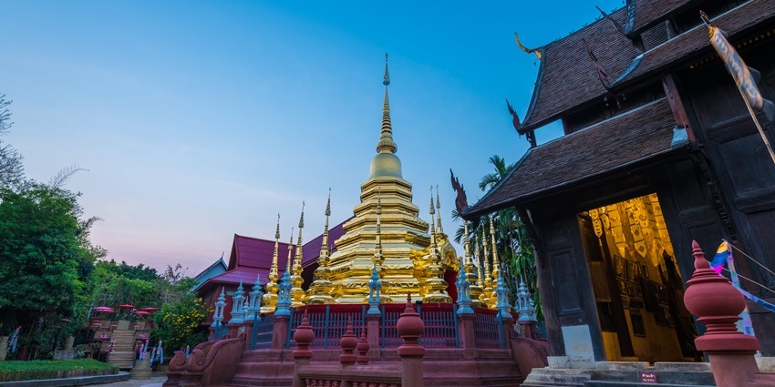 Exterior of Wat Phan Tao temple in Chiang Mai, Thailand.