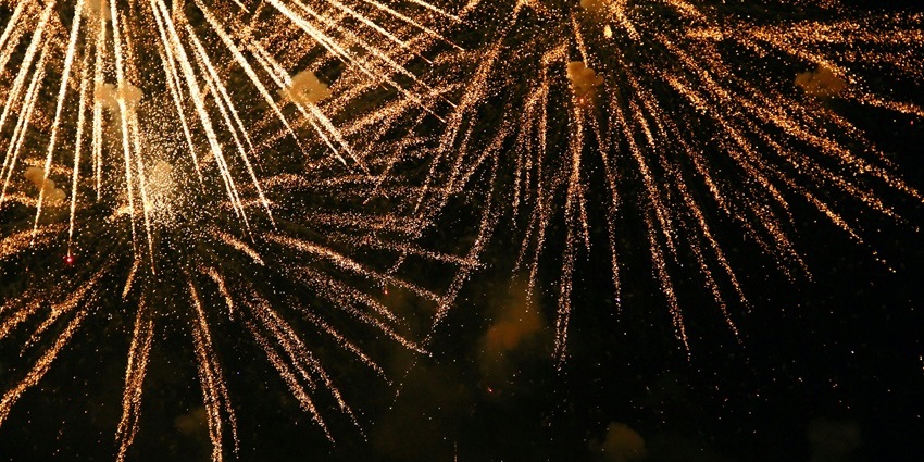 Fireworks at Marina Beach, Chennai, during the New Year in Tamil Nadu celebrations.