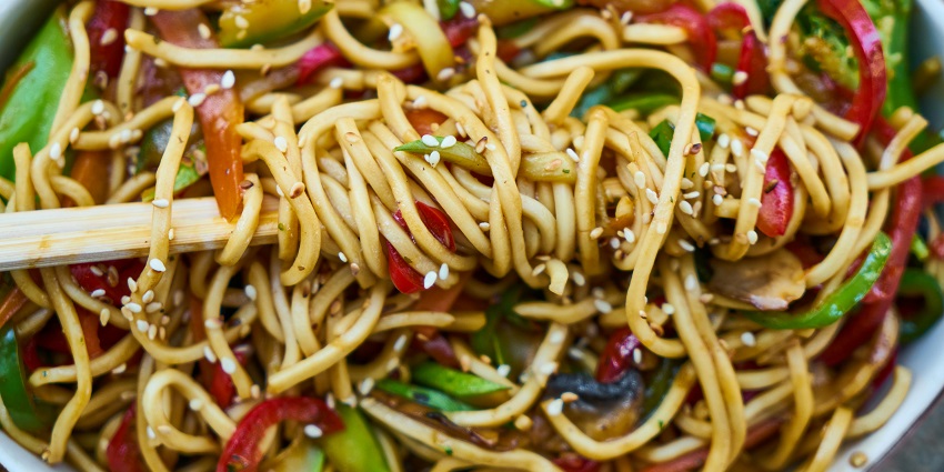 Bowl of noodles served at Moody Bliss Restaurant & Lounge.
